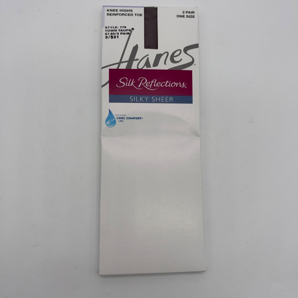 Hanes Silk Reflections Knee Highs Town Taupe 2 Pair One Size 775